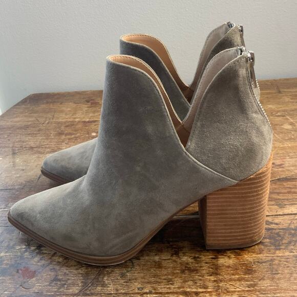 Steve Madden Suede Gray Heeled Booties‎ size 8.5 - Picture 4 of 8